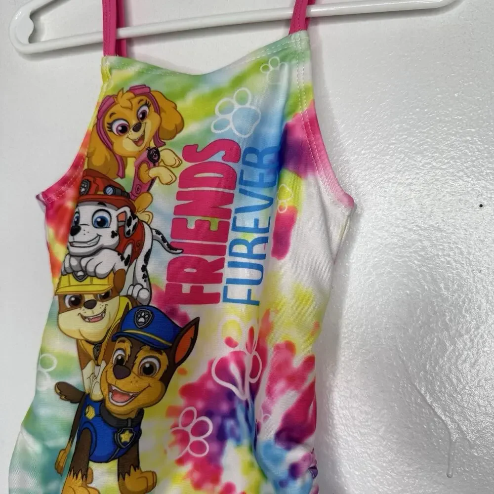 Paw Patrol Girls Swimsuit 3T Friends Furever Tie-Dye One Piece Swimwear